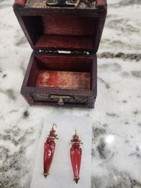 Tagliamonte Gold-Tone Red Drop Earrings with Purple Accent Stones